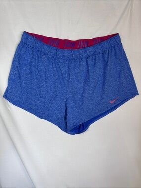 Nike Women's Royal Blue Athletic Shorts with Pink Logo